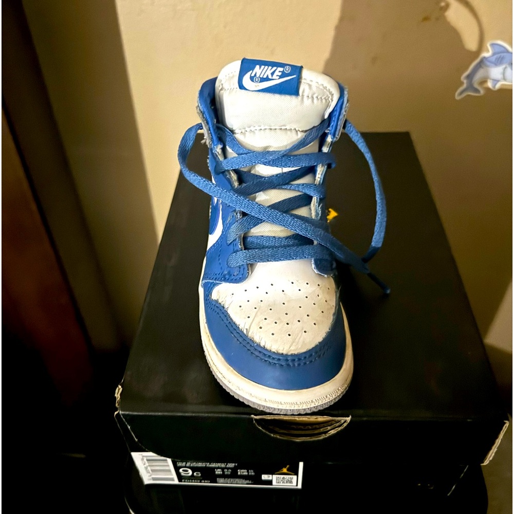 Retro Jordan 1 high OG toddler boys size 9C blue grey white